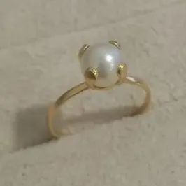 Anel Pérola Solitário