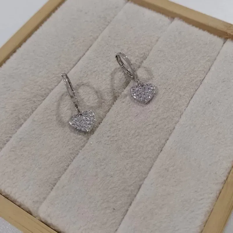 Brinco Argola Click Pingente Coração Zircônia Diamond