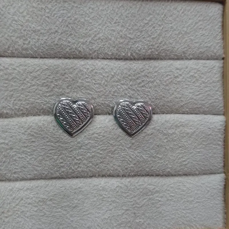 Brinco Coração Chapa Impressão Diamond