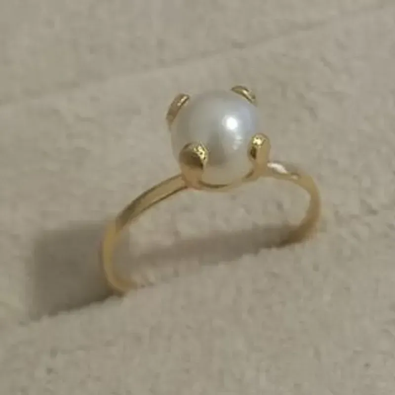 Anel Pérola Solitário