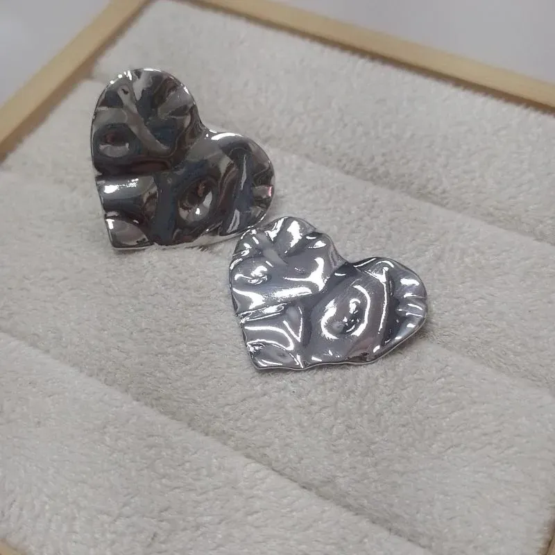 Brinco Chapa Coração Impressão Diamond