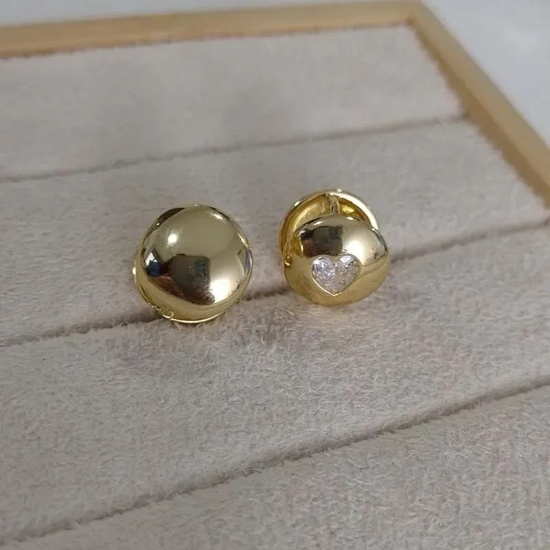 Brinco Duplo Click Coração Cristal Centro