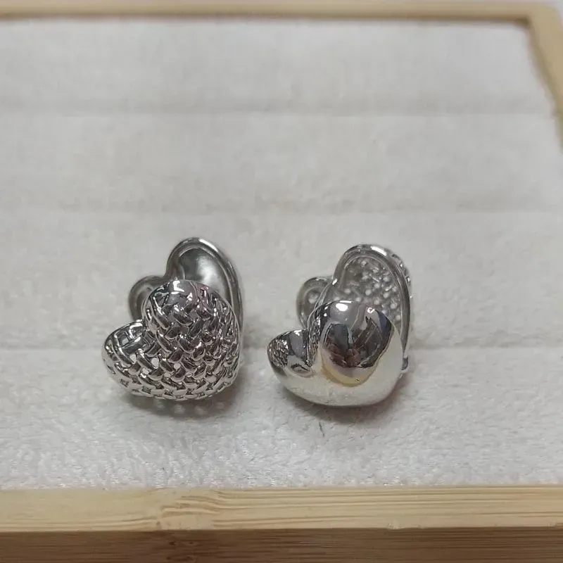 Brinco Duplo Coração Impressão Liso Diamond