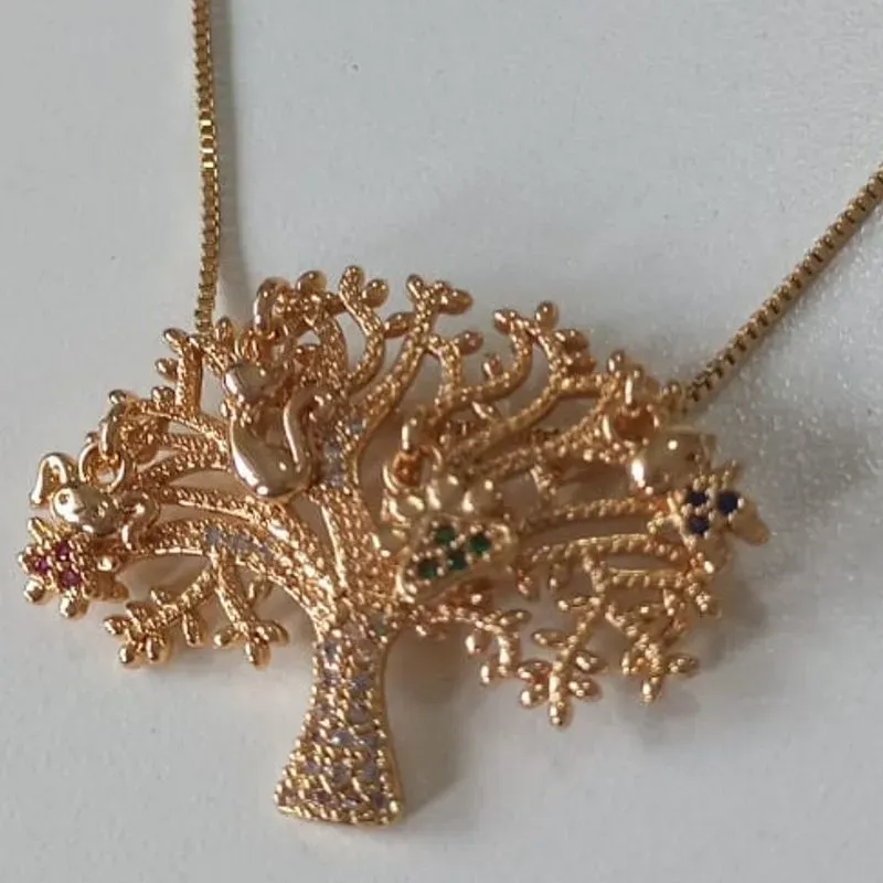 Colar Arvore da Vida Pingentes Menino/Menina, Pet/Gato