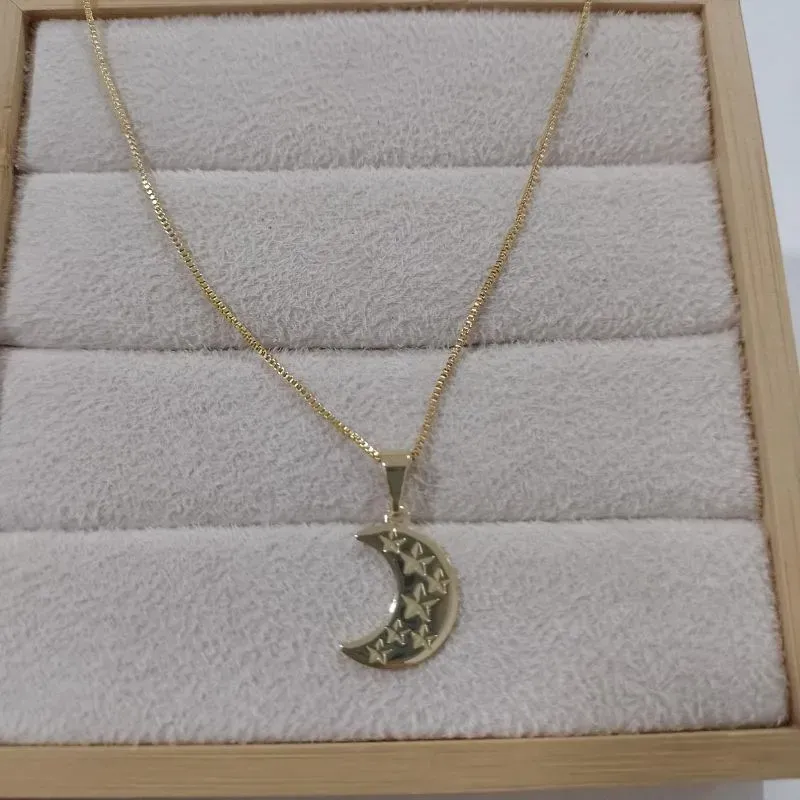 Colar Veneziana com Pingente Lua/Estrlela