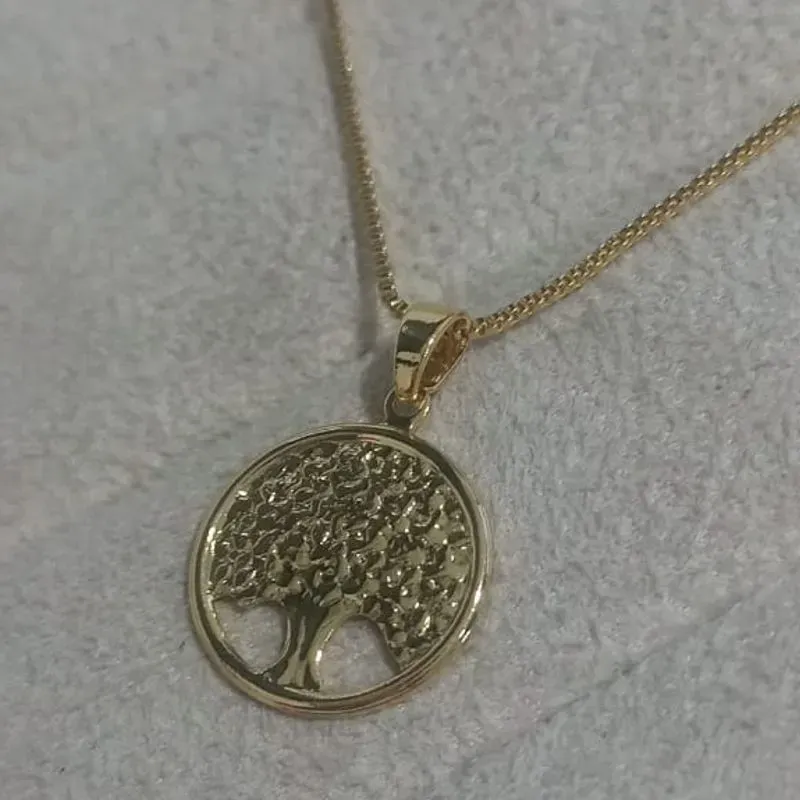 Colar Veneziana Pingente Arvore da Vida Chapa P