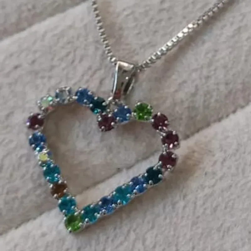 Colar Veneziana Pingente Coração Colorido Vazado