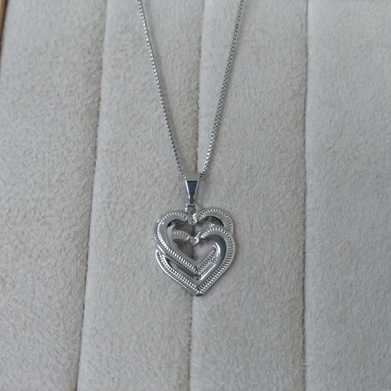 Colar Veneziana Pingente Coração Duplo Diamond