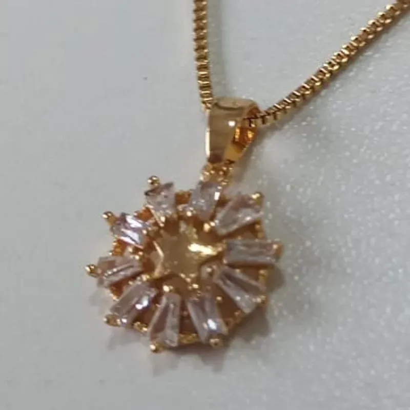 Colar Veneziana Pingente Cristais