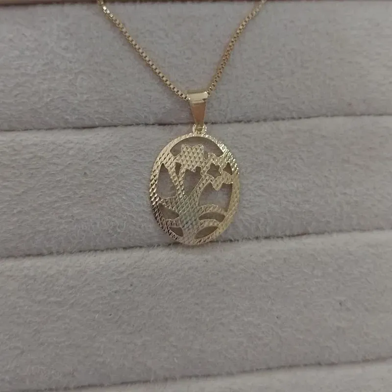 Colar Veneziana Pingente Flôr Eletrocorrosão