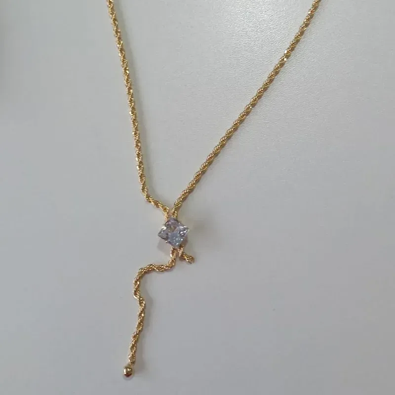 Cordão Baiano Gravatinha Pingente Losango Zircônia