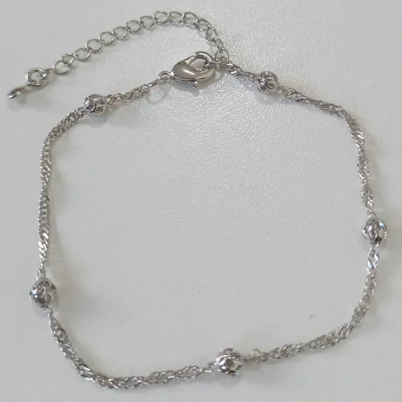 Pulseira Cordão Trançado Esferas Diamond