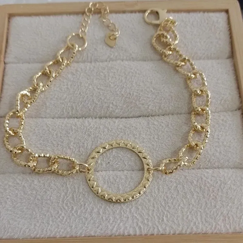 Pulseira Elos Impressão Anel Central Corações