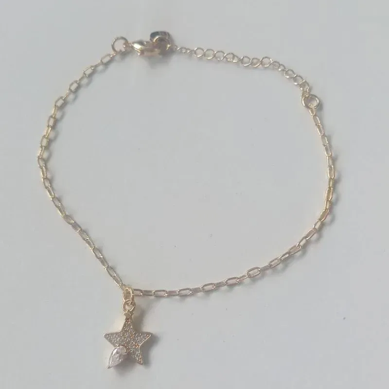 Pulseira Elos Pingente Estrela Cravejado