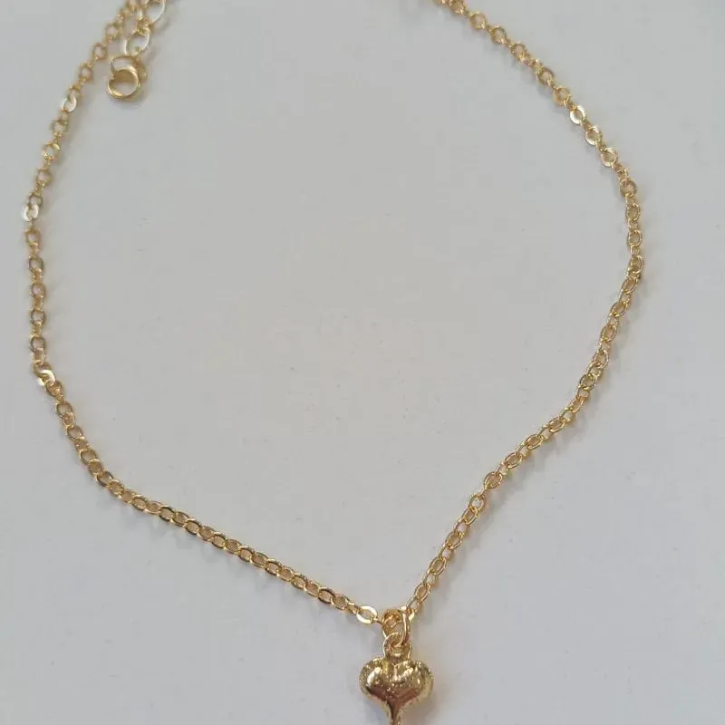 Tornozeleira Elos Pingente Coração Texturizado