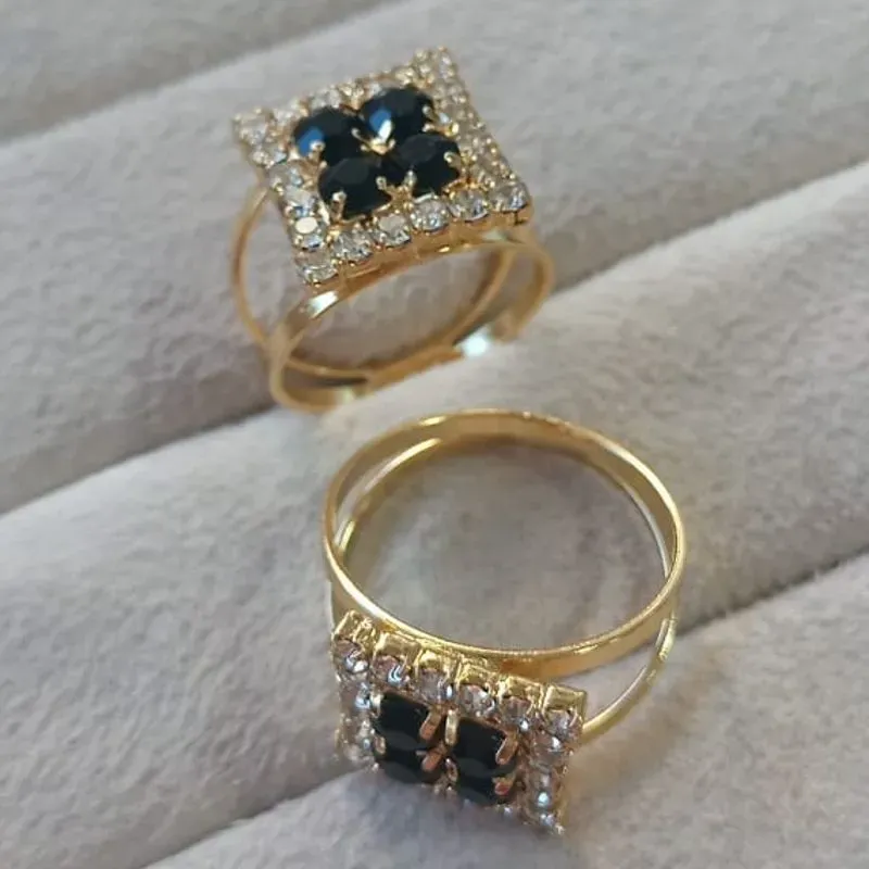 Anel Zircônias Cristais/Negra