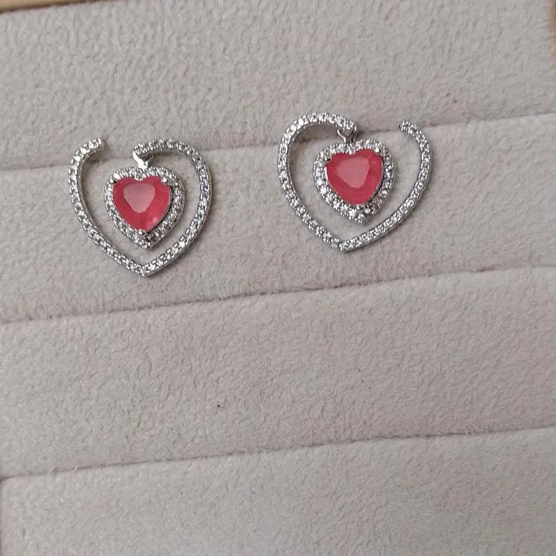 Brinco Coração Microcravejado Ping. Coração Zircônia Colorida