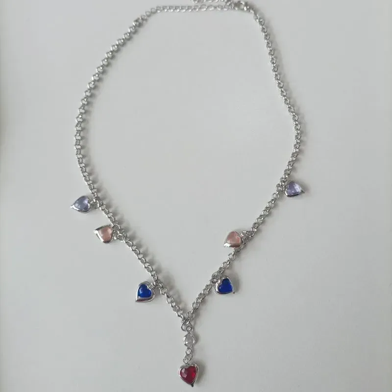 Chocker Pingentes Corações Coloridos