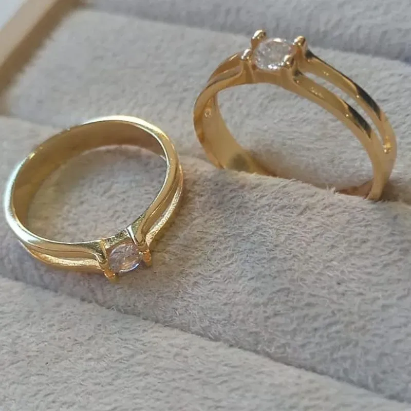 Anel Solitário Aro Duplo