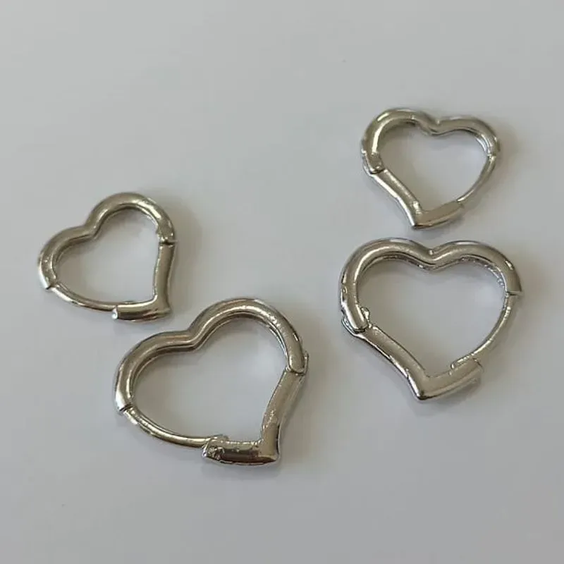 Brinco Duo Click Coração Liso Diamond