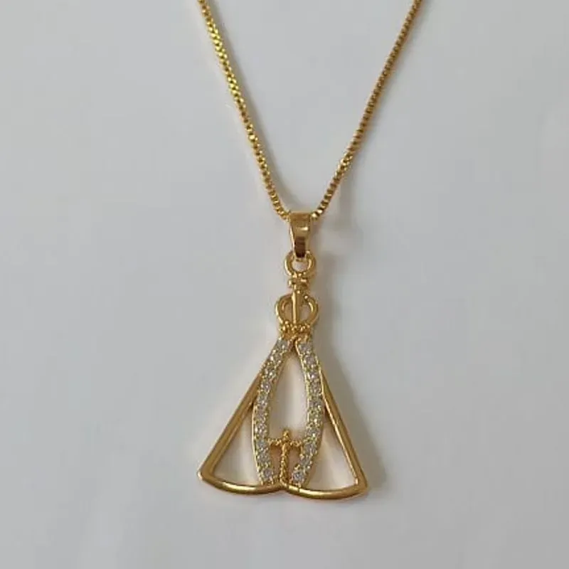 Colar Pingente Nossa Senhora Zircônia Cristal