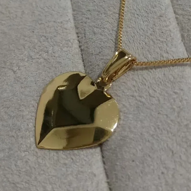 Colar Veneziana Pingente Coração 3D