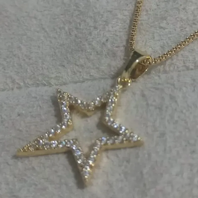 Colar Veneziana Pingente Estrela Cravejada