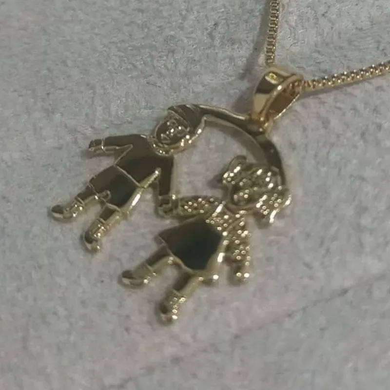 Colar Veneziana Pingente Menino e Menina