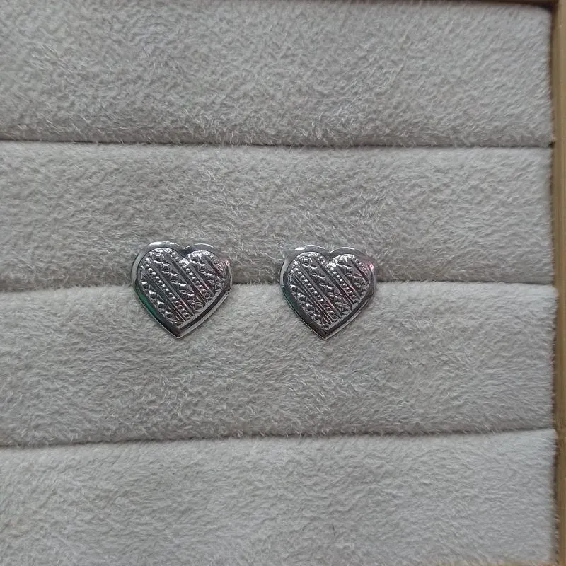 Brinco Coração Chapa Impressão Diamond