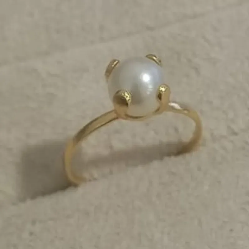 Anel Pérola Solitário