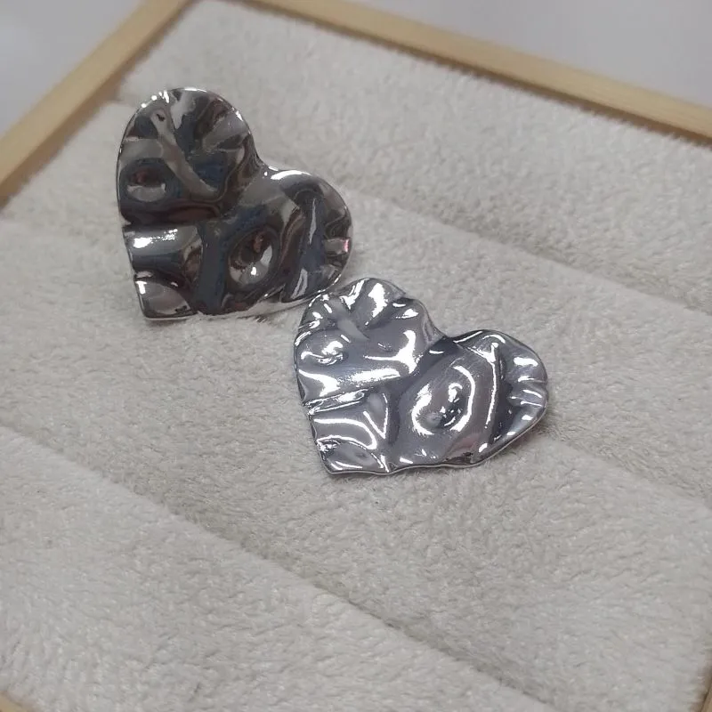 Brinco Chapa Coração Impressão Diamond