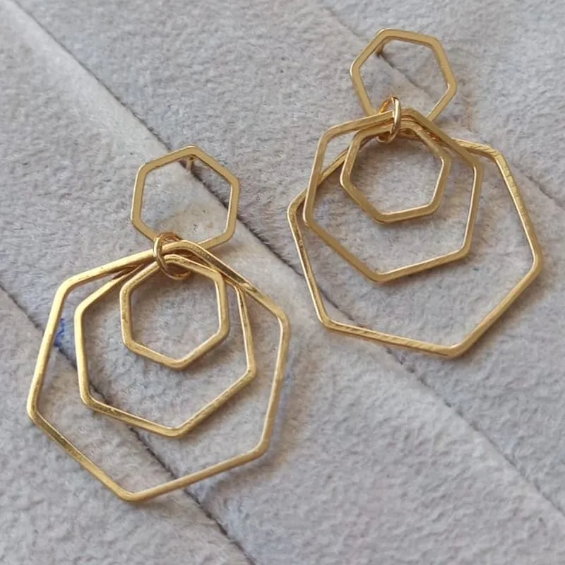 Brinco Pingente Aros Hexagonais