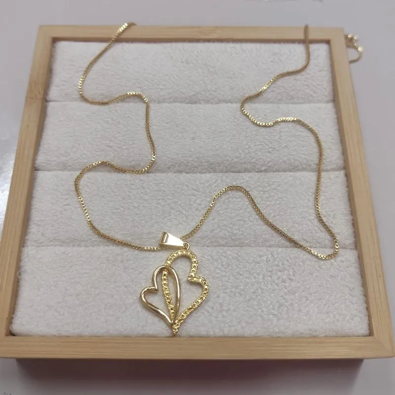 Colar Coração Duplo Texturizado