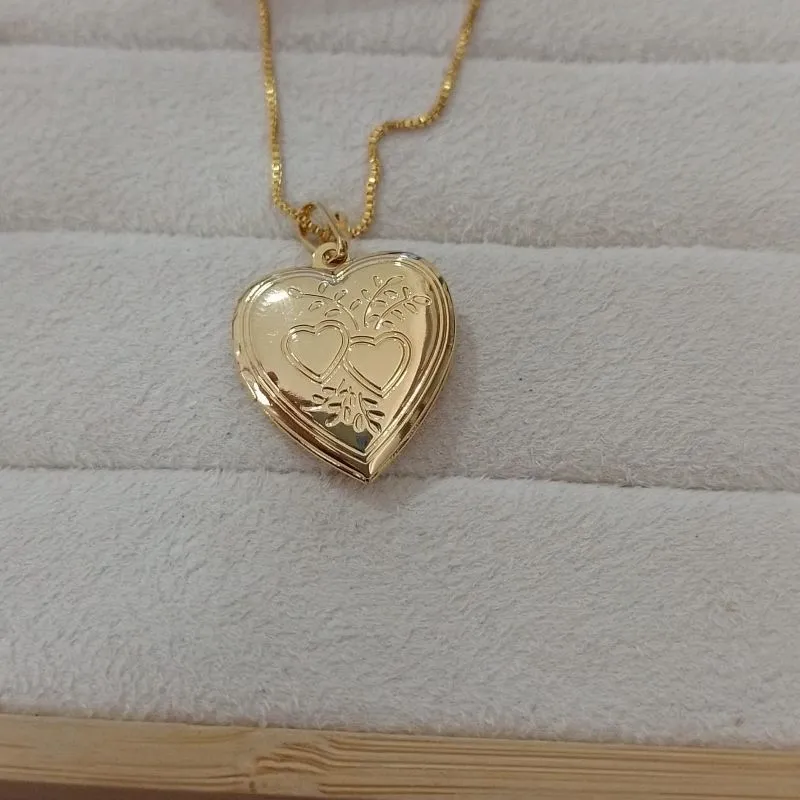 Colar Coração Relicário Impressão