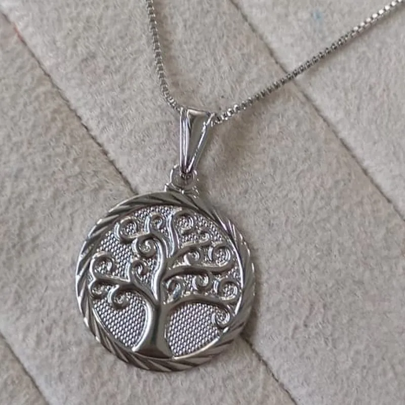 Colar Veneziana Pingente Arvore da Vida Chapa