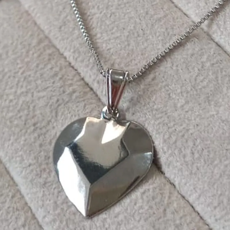 Colar Veneziana Pingente Coração 3D