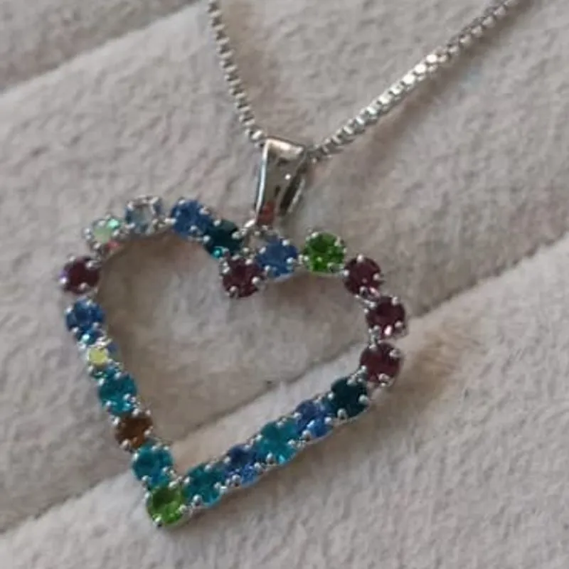 Colar Veneziana Pingente Coração Colorido Vazado