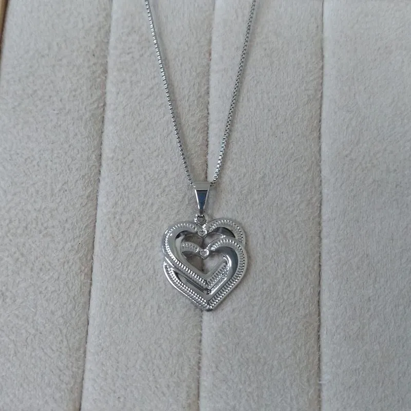 Colar Veneziana Pingente Coração Duplo Diamond