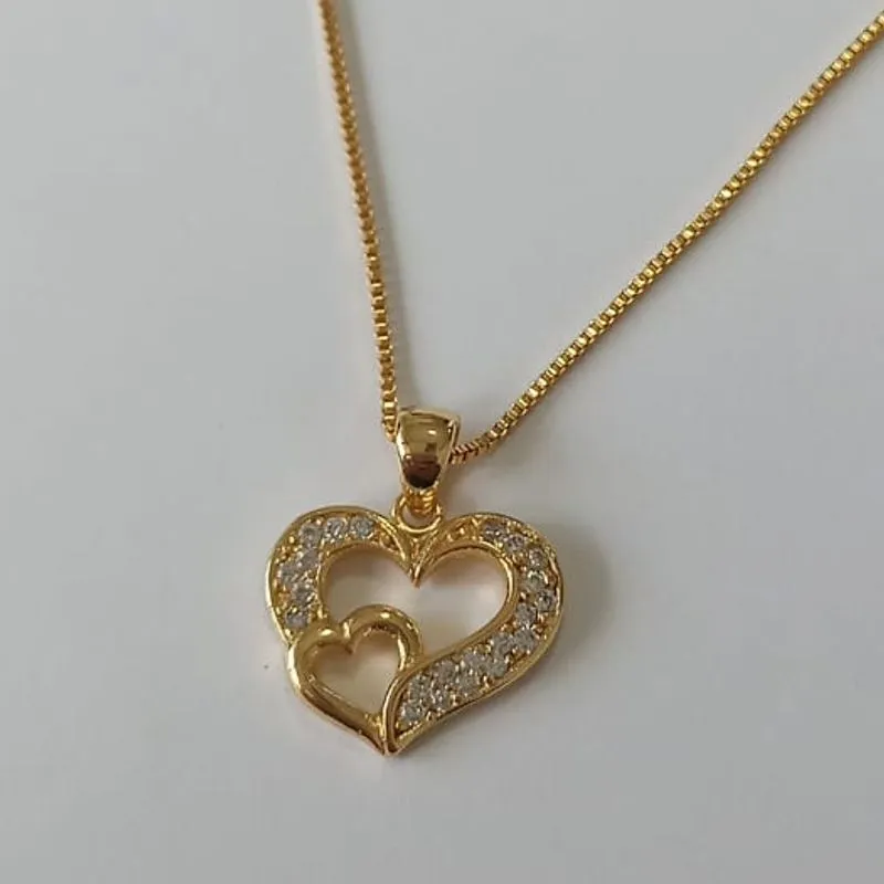 Colar Veneziana Pingente Coração Vazado