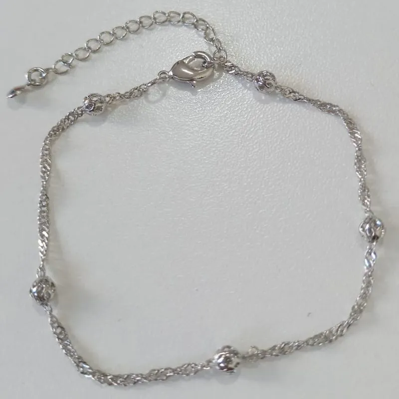 Pulseira Cordão Trançado Esferas Diamond