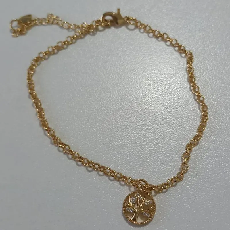 Pulseira Corrente Elos Pingente Árvore da Vida