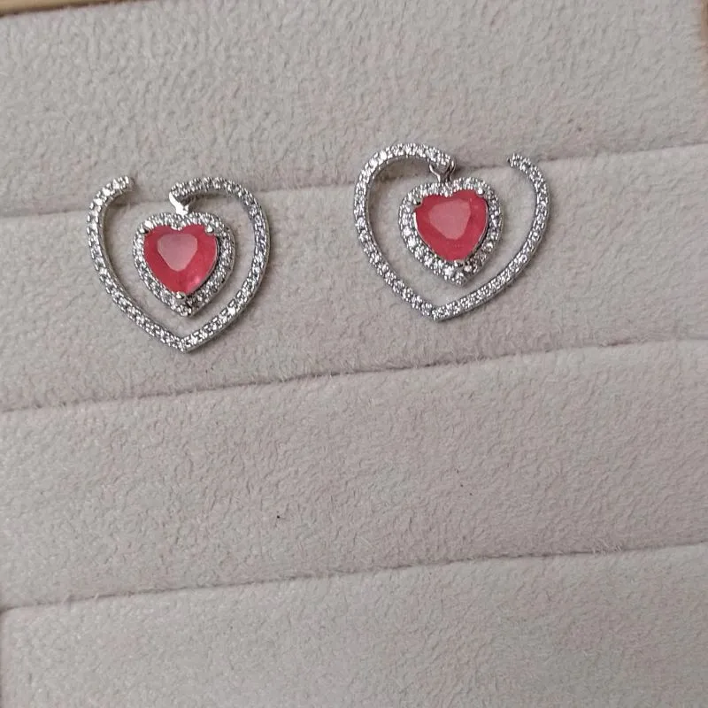 Brinco Coração Microcravejado Ping. Coração Zircônia Colorida