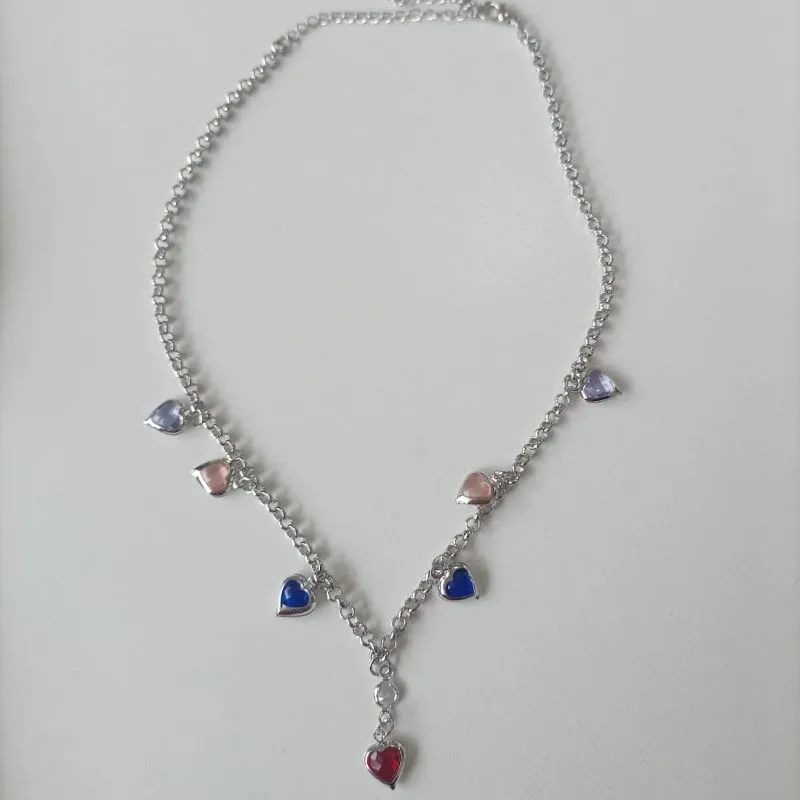 Chocker Pingentes Corações Coloridos