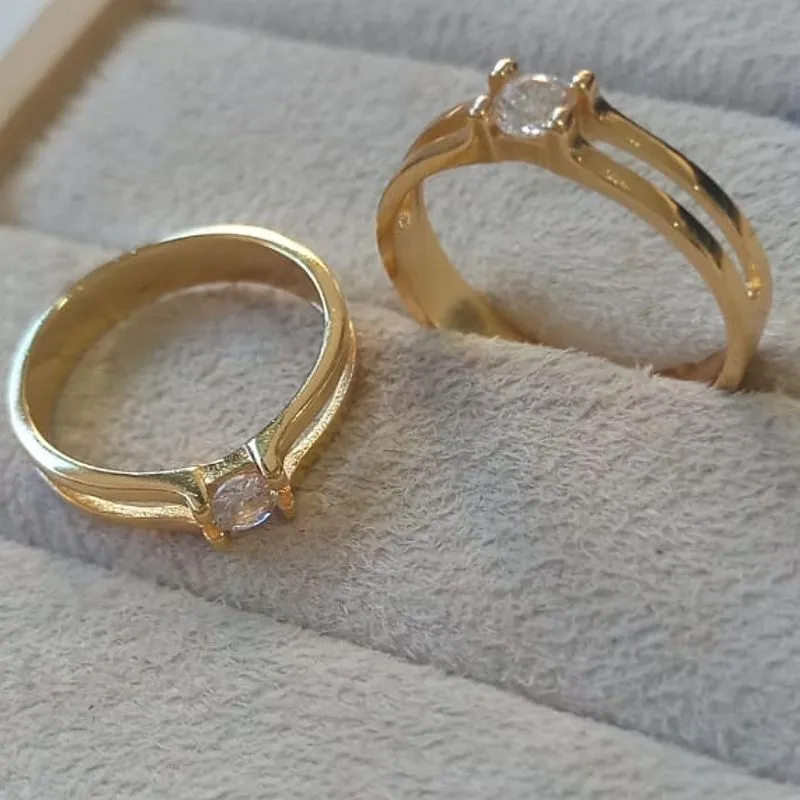 Anel Solitário Aro Duplo