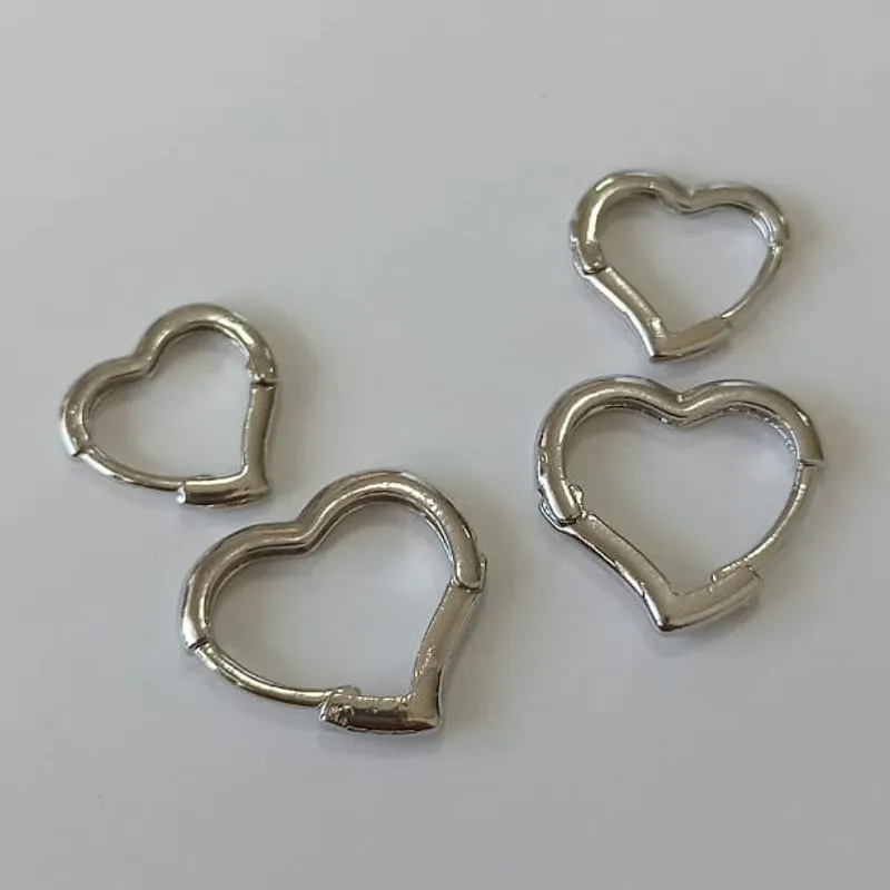 Brinco Duo Click Coração Liso Diamond