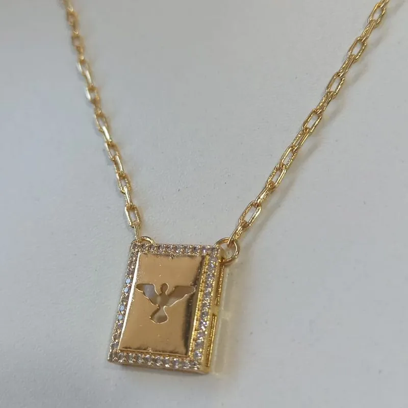 Colar Elos Masculino Pingente Espirito Santo Cravejado