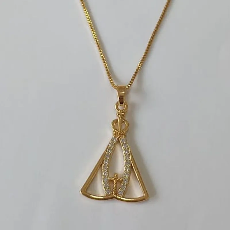 Colar Pingente Nossa Senhora Zircônia Cristal