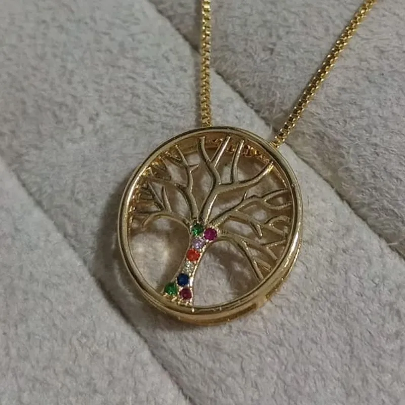 Colar Veneziana Pingente Arvore da Vida em Caixa