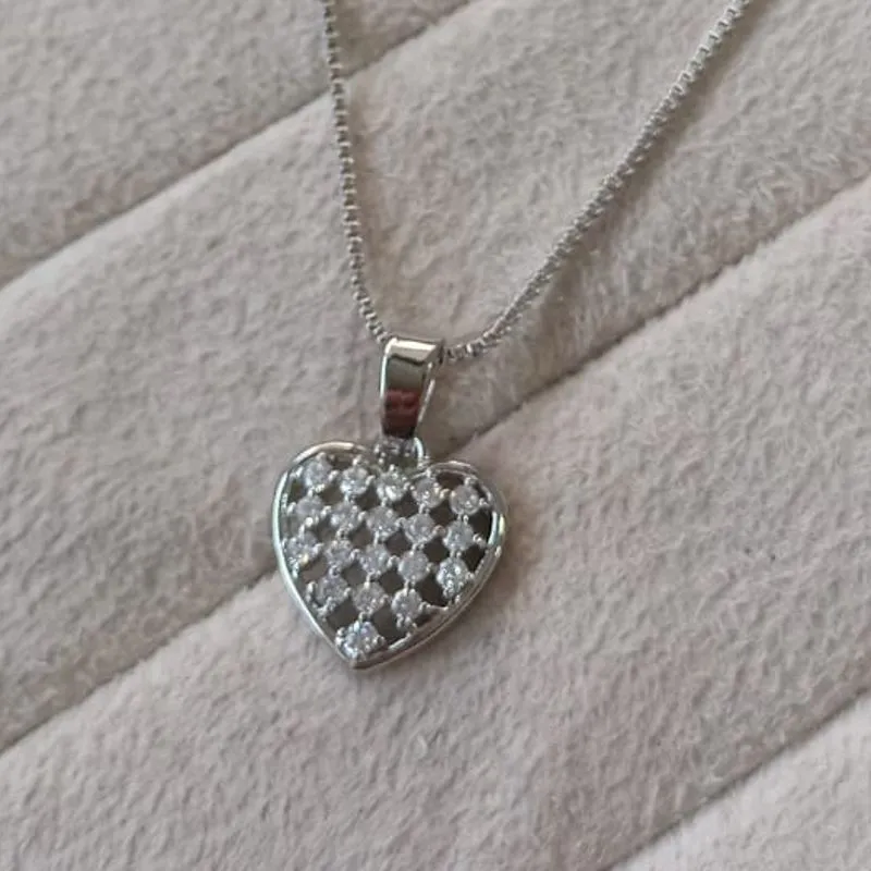 Colar Veneziana Pingente Coração Cravejado