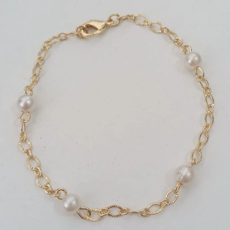 Pulseira Elos com Pérolas